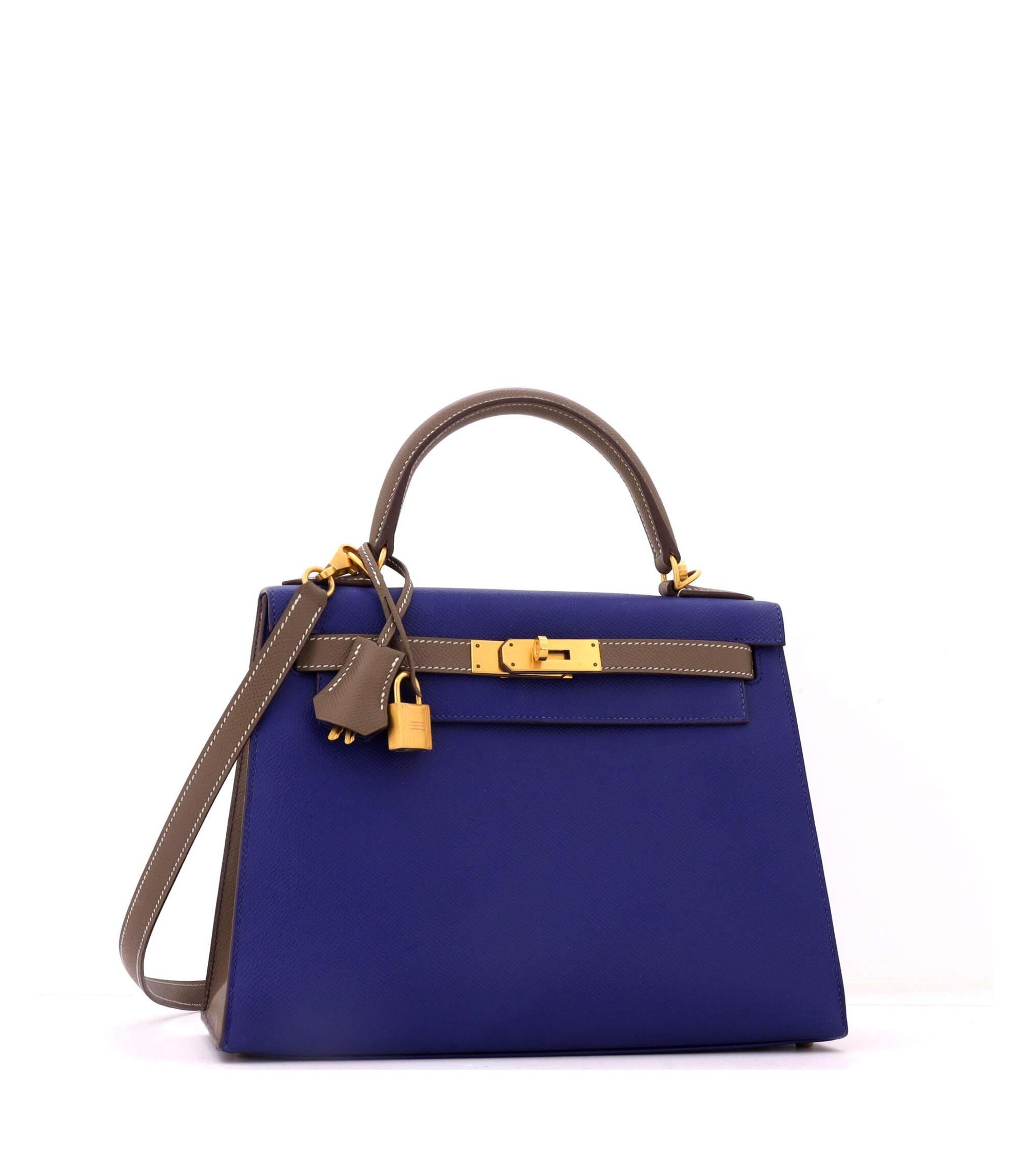 Kelly 28 Handbag Bicolor Epsom with Brushed Gold Hardware — Image 4