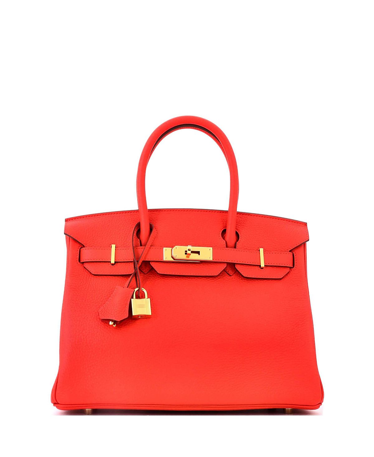 Pre-Owned HERMES Birkin 30 Handbag Red Clemence with Gold Hardware