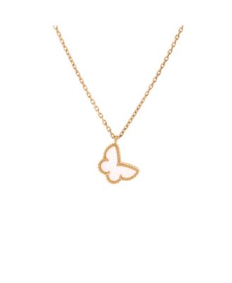  Sweet Alhambra Butterfly Pendant Necklace 18K Gold and Mother of Pearl, 15.75"