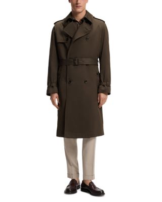 L-Cook Double Breasted Cotton Blend Trench Coat