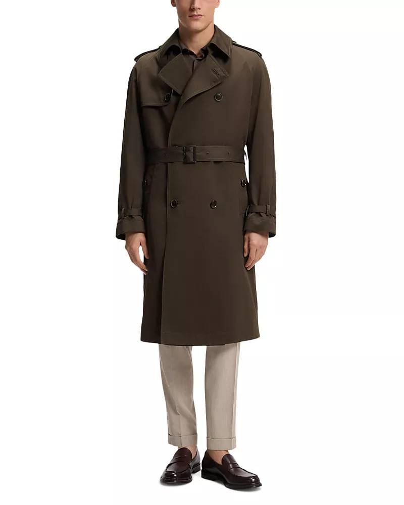 Boss L-Cook Double Breasted Cotton Blend Trench Coat