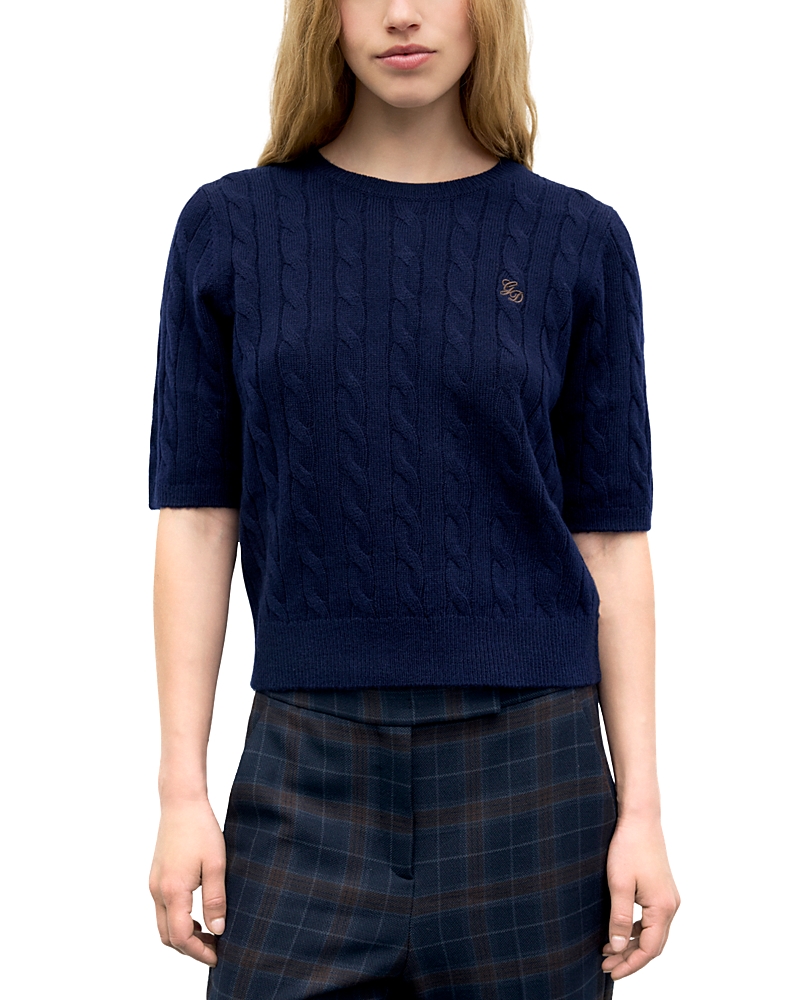 Gerard Darel Raisa Cable Knit Short Sleeve Sweater