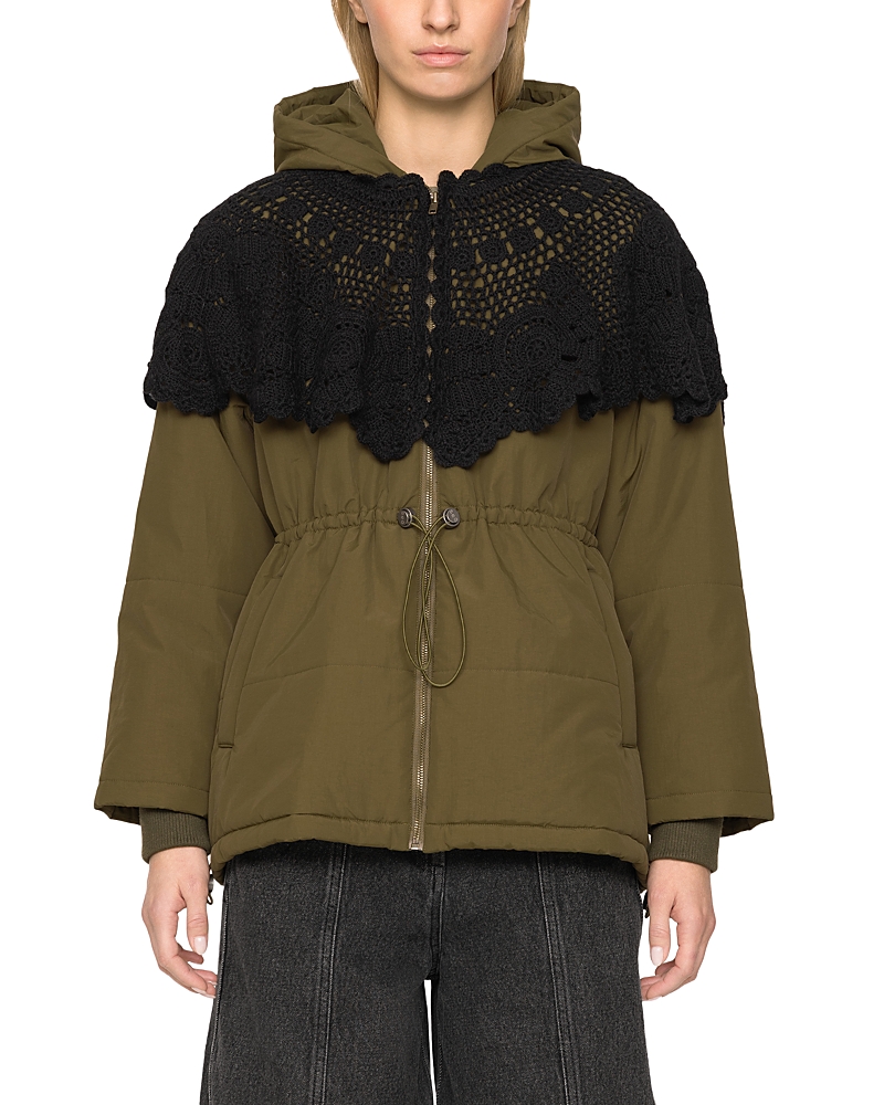 Sea Wright Crochet Cape Puffer Coat