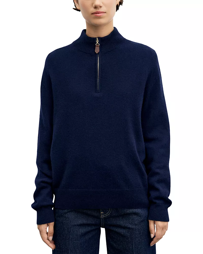 Gerard Darel Rhia Cashmere Half Zip Sweater