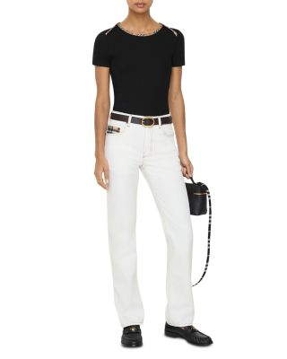 Dahlia Mid Rise Straight Jeans in Optic White