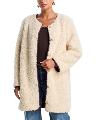 Alma Long Faux Suede Teddy Coat