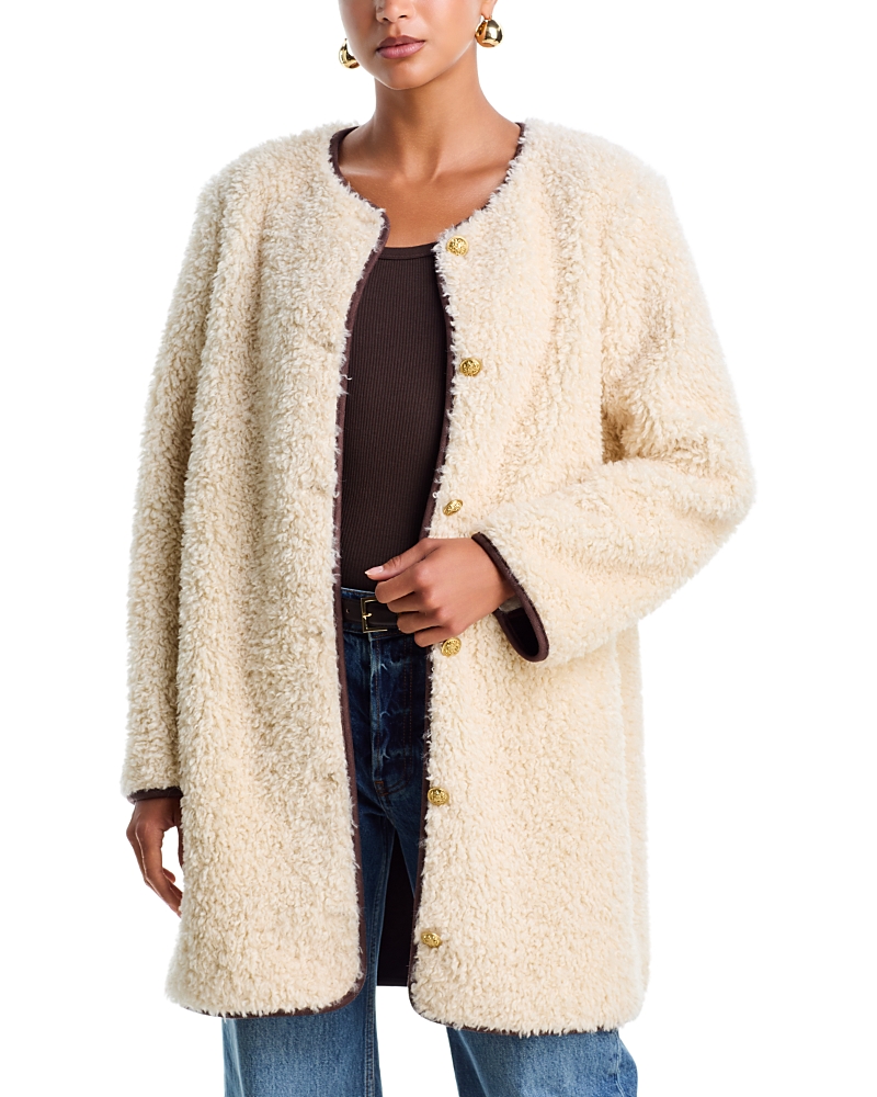 Alice and Olivia Alma Long Faux Suede Teddy Coat