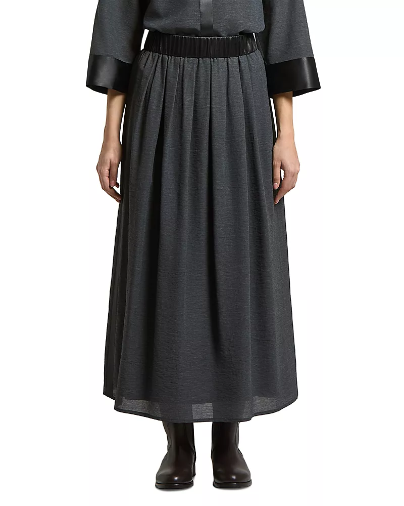 Peserico Woman Pleated Skirt in Lyocell Organza Fabrics with Semi Gloss Finish