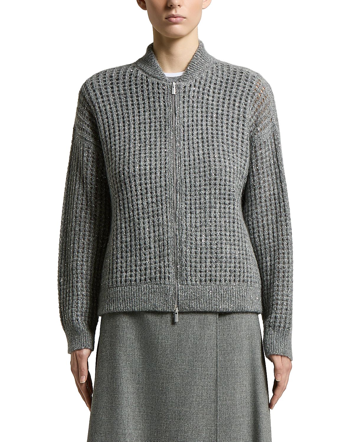Peserico Alpaca Wool Blend Zip Up Sweater
