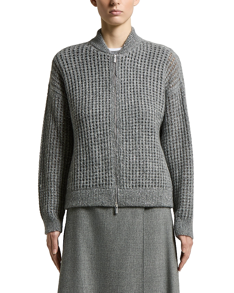 Peserico Alpaca Wool Blend Zip Up Sweater
