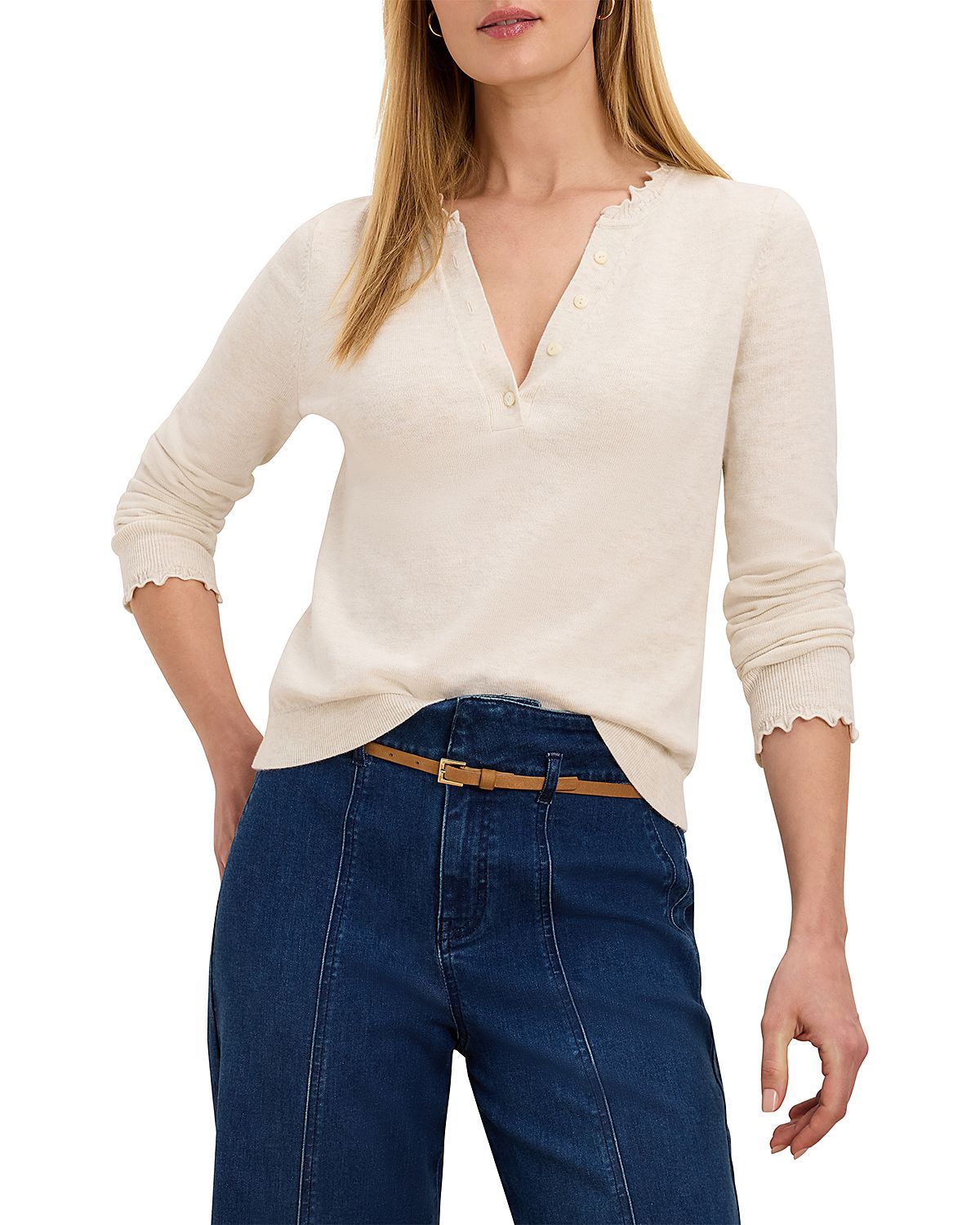 Nic+Zoe Henley Ruffle Sweater