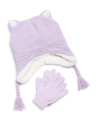 Girls' Two Piece Happy Cat Chenille Hat & Magic Gloves Set - Little Kid, Big Kid