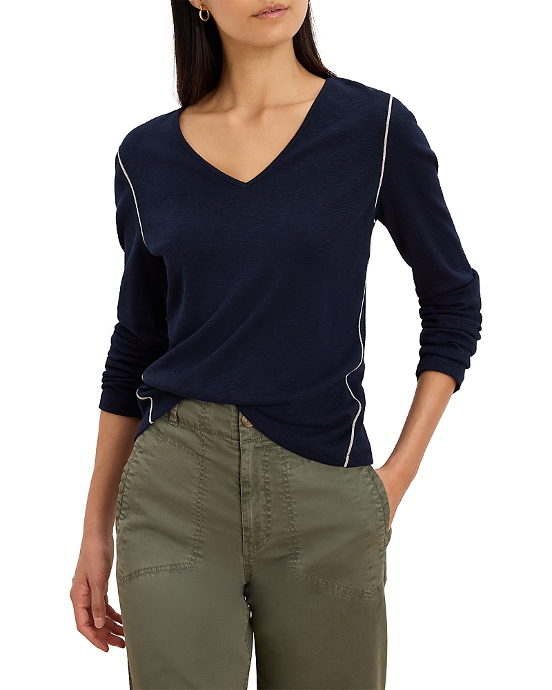 Nzt By Nic+Zoe Contrast Stitch Long Sleeve Tee