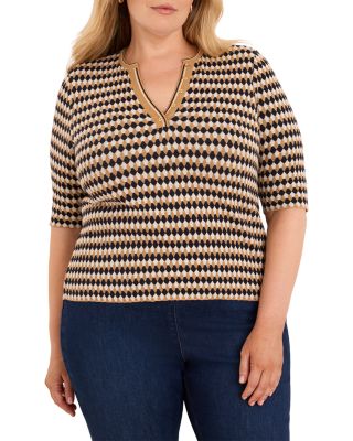 Plus Angled Jacquard Sweater