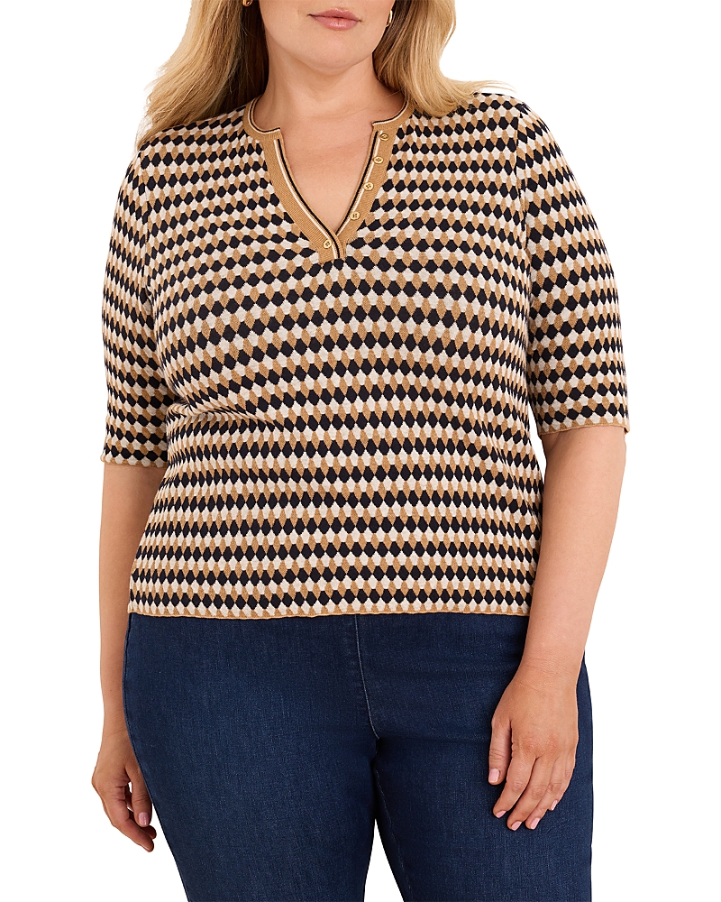 Nic+Zoe Plus Angled Jacquard Sweater