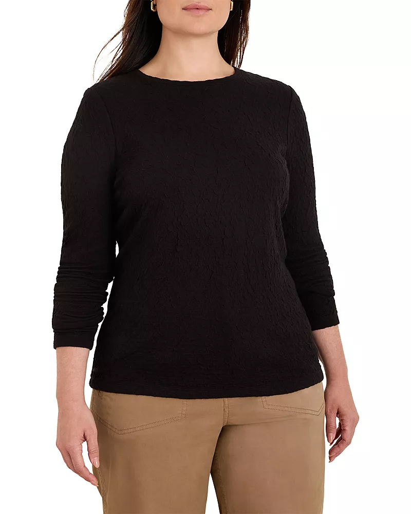 Nic+Zoe Plus Crinkle Knit Long Sleeve Top