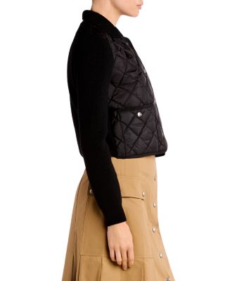 Diamond Quilted Padded Wool Cardigan - thumbnail 4