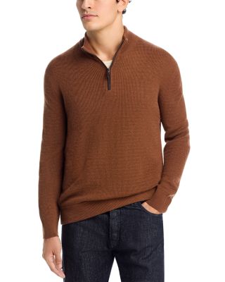 Wool & Cashmere Textured Quarter Zip Knit Sweater