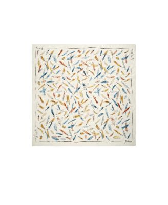  Feather Print Silk Scarf