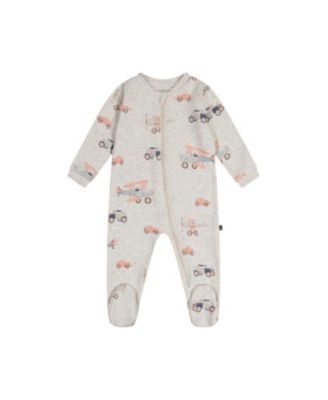  Boys' Airplane Organic Cotton Front Zipper Footed One Piece Pajama - Baby