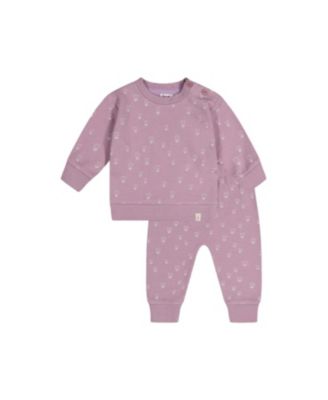  Girls' Organic Cotton Floral Soft Cozy Pants and Long Sleeve Top Set - Baby