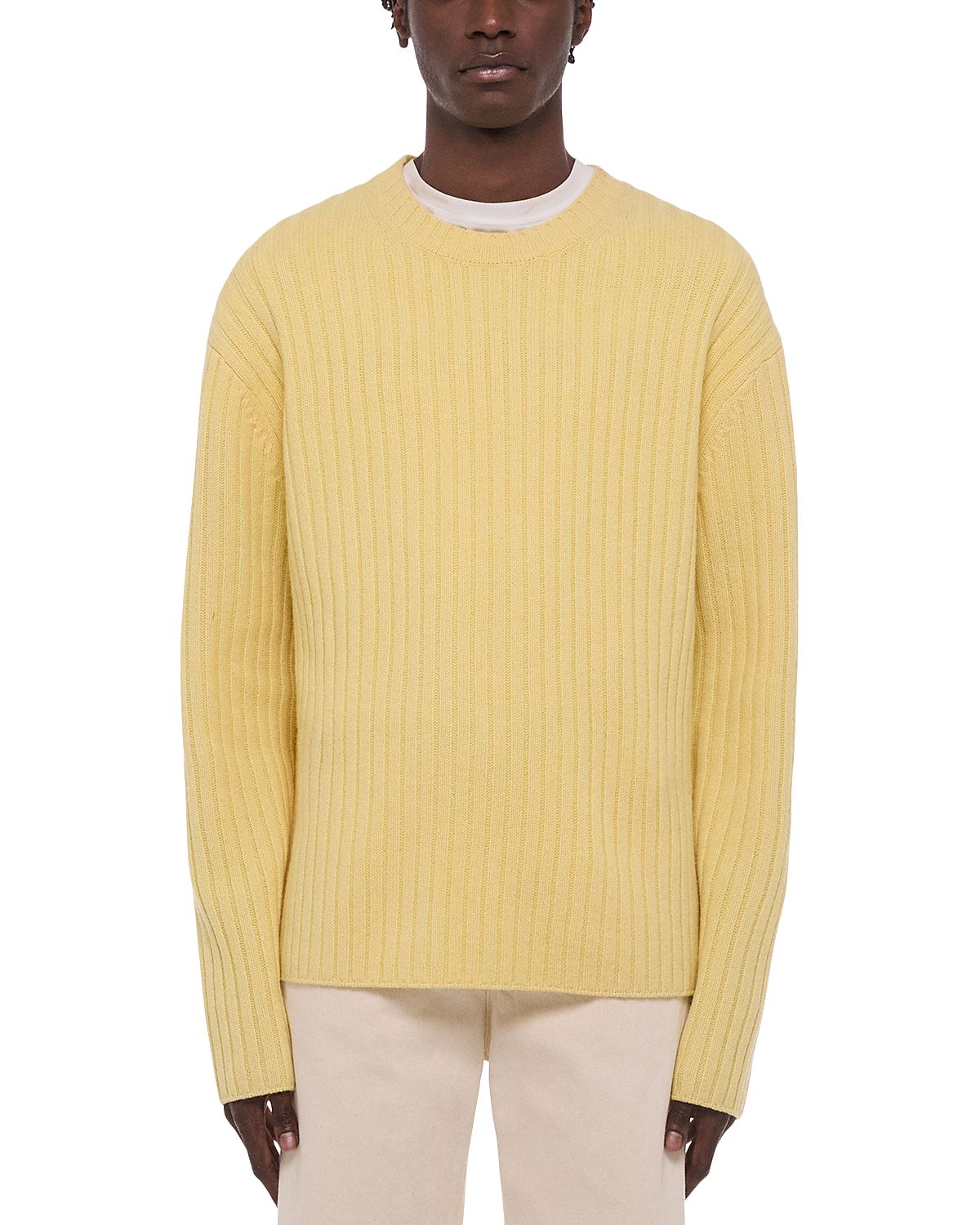 Helmut Lang Ribbed Crewneck Rustic Wool Sweater