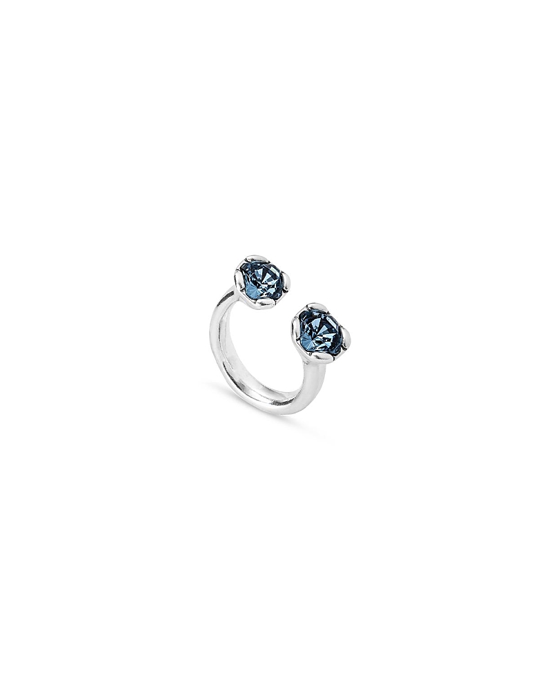 UNOde50 Sterling Silver-Plated Ring with Two Pink Crystals Facing Each Other