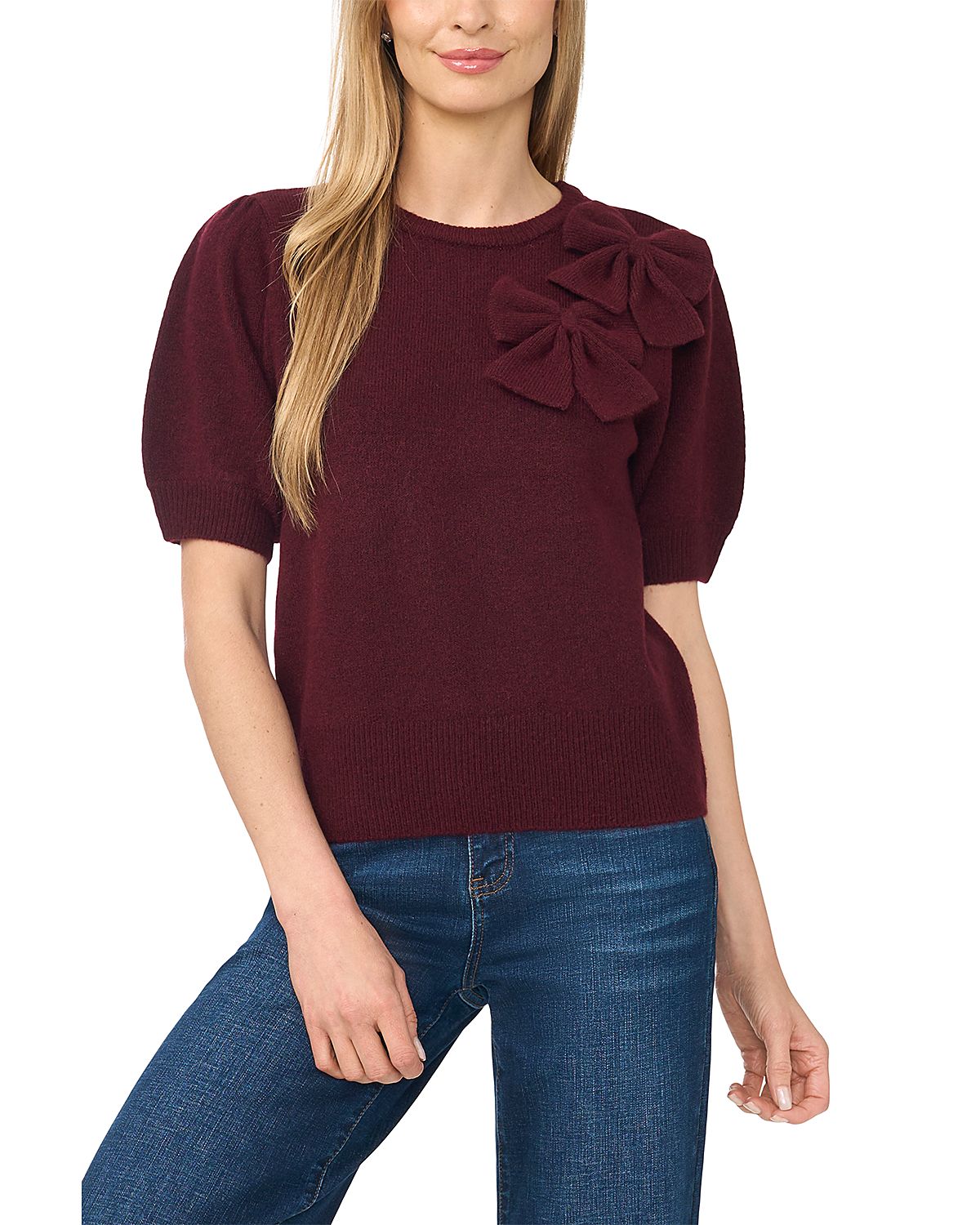CeCe Ribbon Applique Crewneck Sweater
