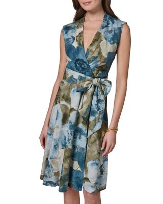 Belted Sleeveless Wrap Dress
