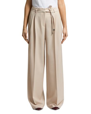Stretch Worsted Wool Palazzo Pants  