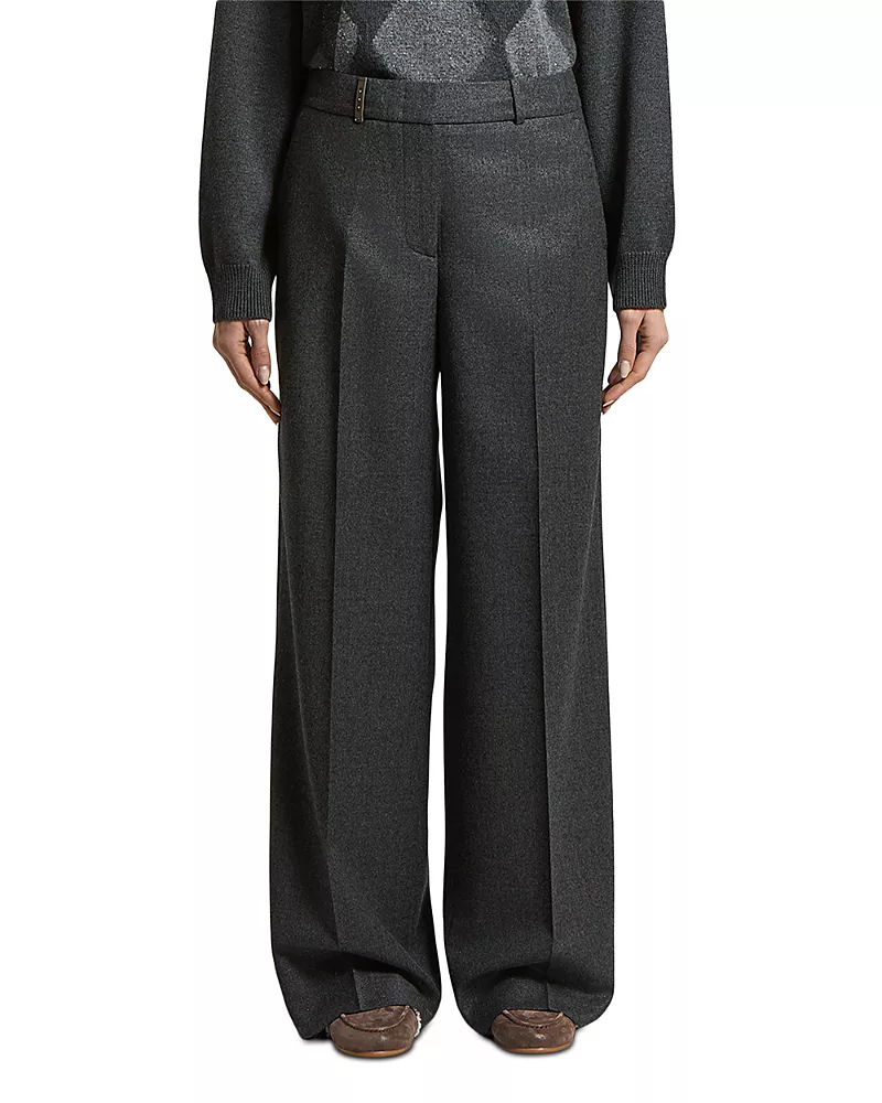Peserico Woman Palazzo Pants in Wool Lurex Flannel