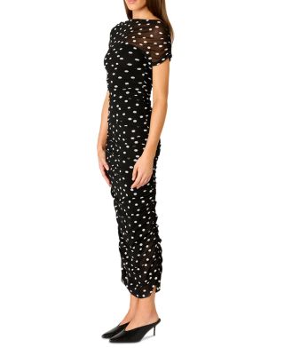 Aria Printed Ruched Midi Dress - thumbnail 4
