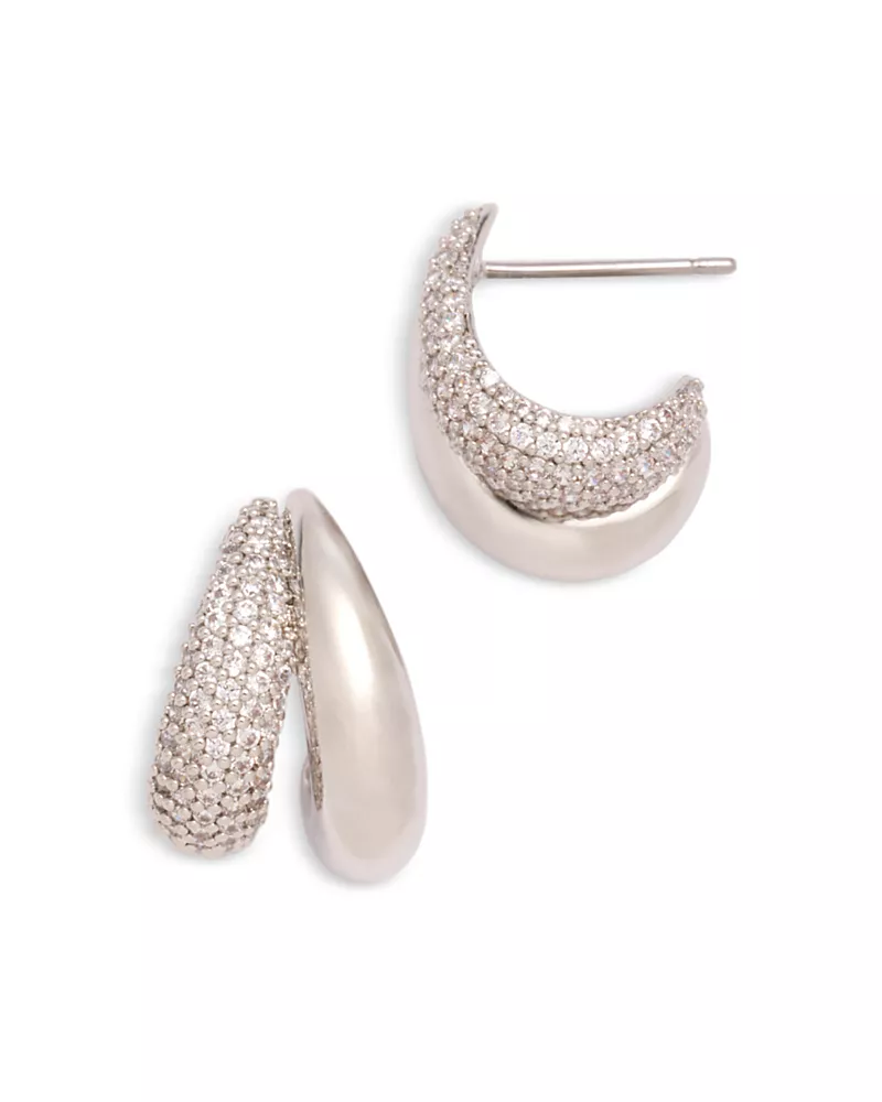 Nadri Gemini Double Illusion Hoop Earrings