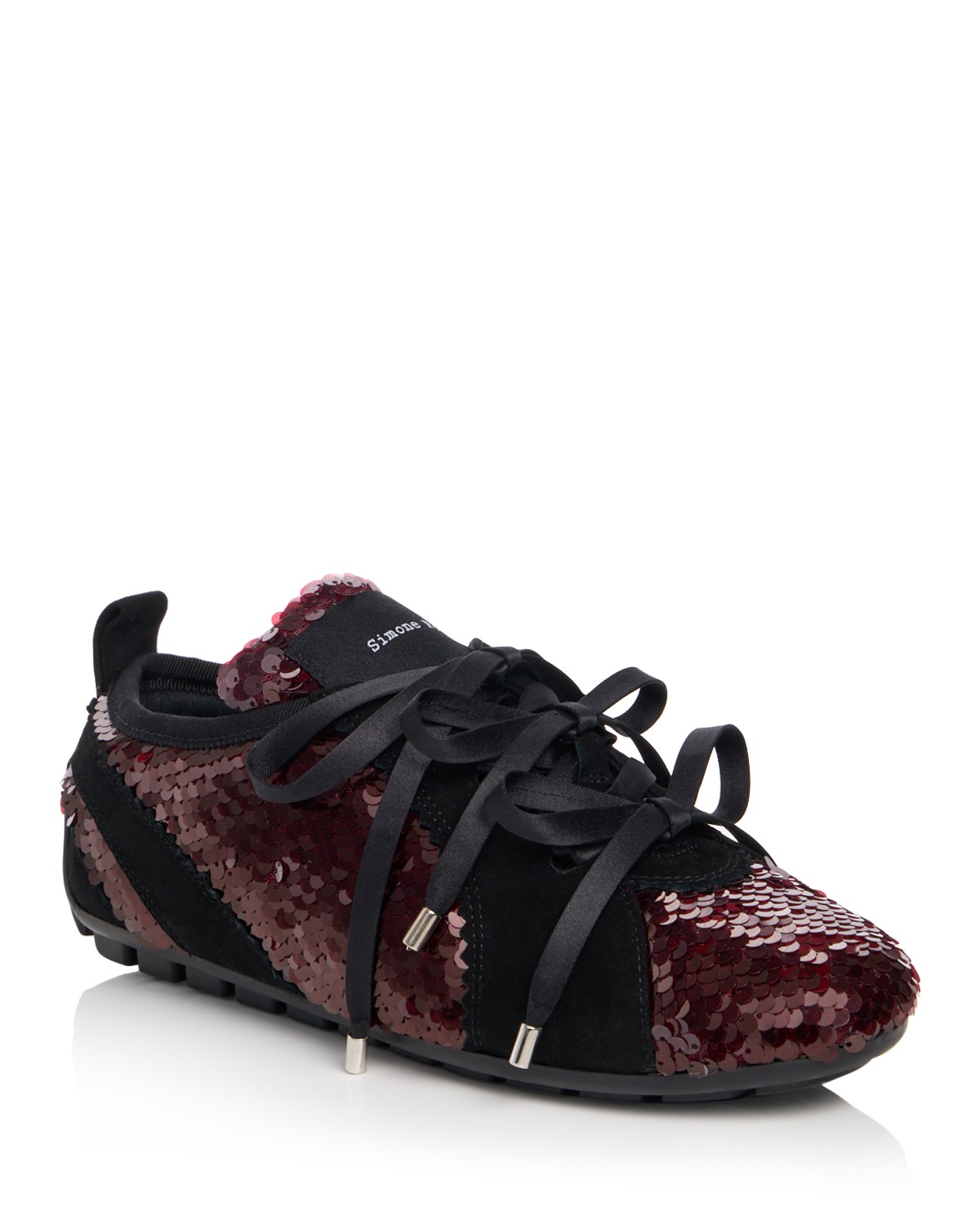 Simone Rocha Women's Ballerina Grip Sequined Sneakers in Deep Red