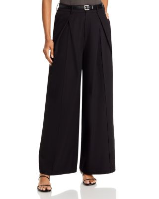 Belted Pleated Wide Leg Pants - Exclusive