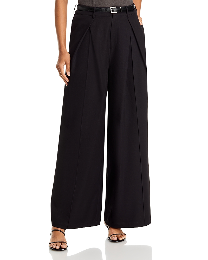 Aqua Belted Pleated Wide Leg Pants - Exclusive