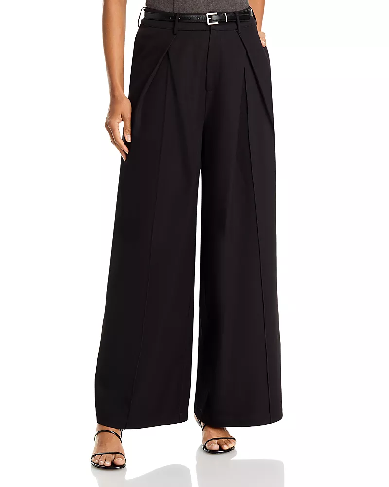 Aqua Belted Pleated Wide Leg Pants - Exclusive
