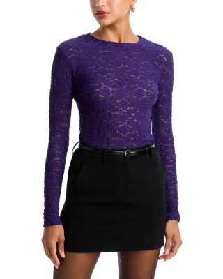Puckered Lace Long Sleeve Top - Exclusive