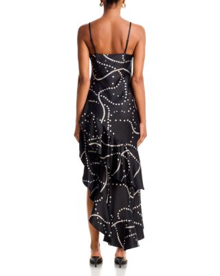Pearl Satin Sleeveless High Low Dress - Exclusive - thumbnail 4