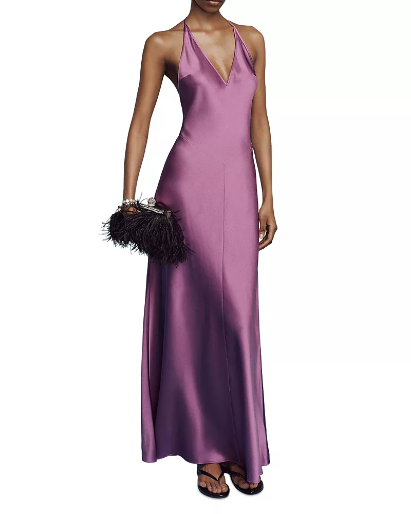 Reformation Lara V Neck Silk Dress