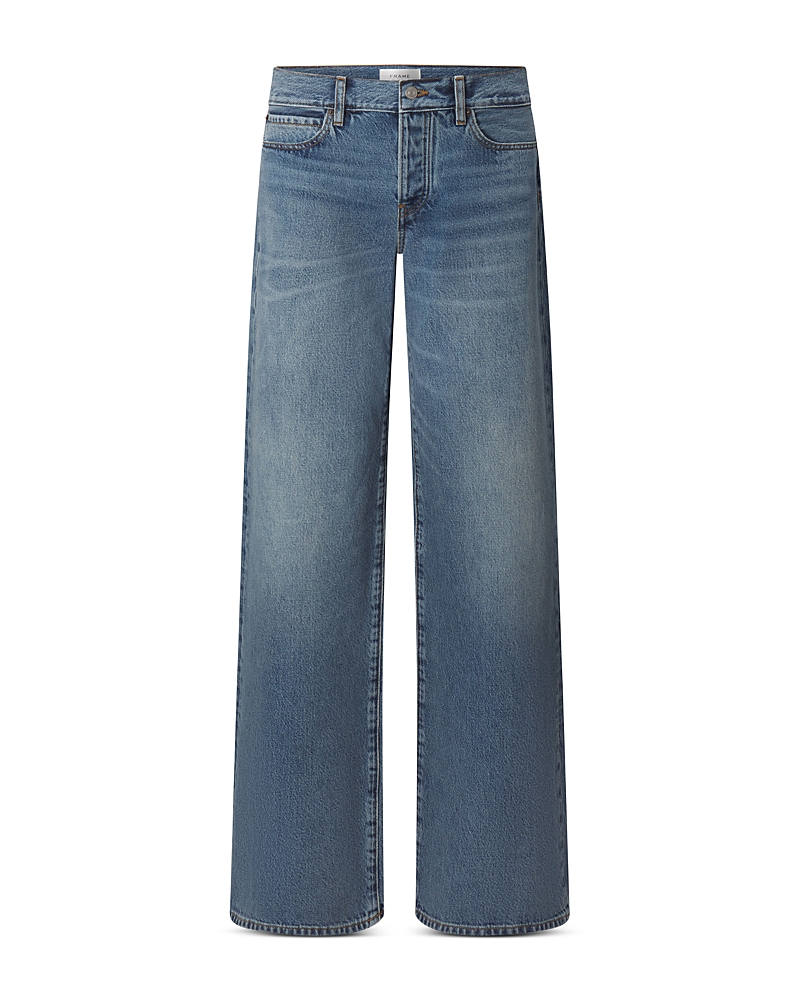 Frame The Leo Low Rise Wide Leg Jeans in Rivage