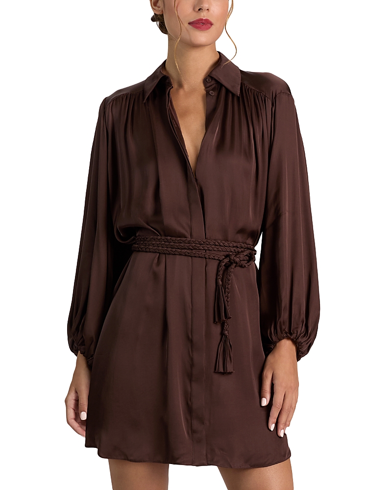 Alice and Olivia Margaux Blouson Sleeve Tie Front Mini Dress