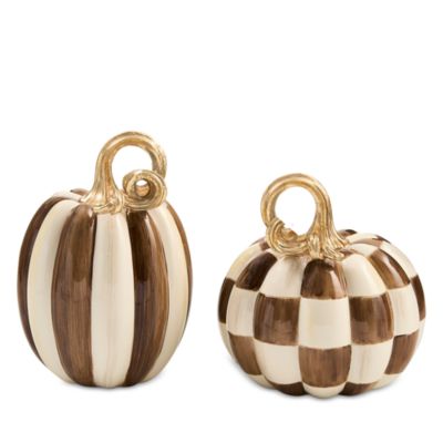 Check and Stripe Petite Pumpkins, Set of 2