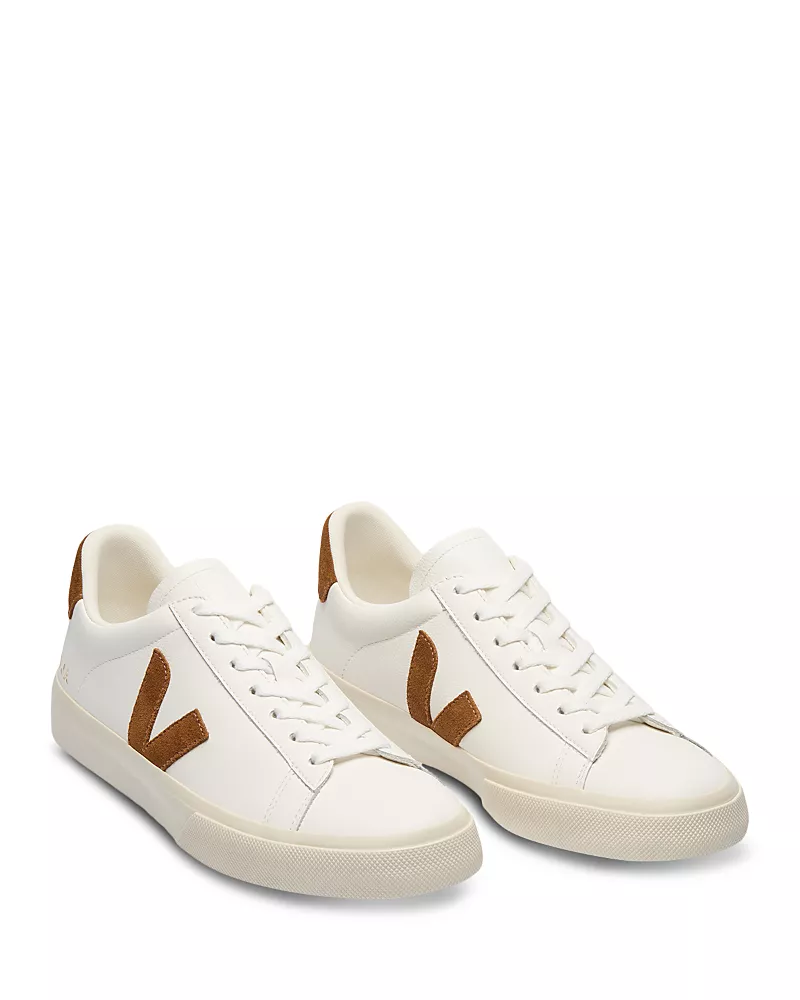 Veja Men's Campo Low Top Leather Sneakers in White Cognac