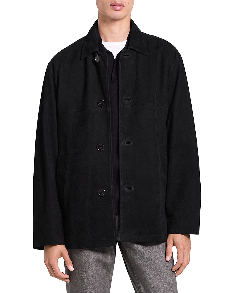 Theory Luxe Element Four Button Suede Car Coat