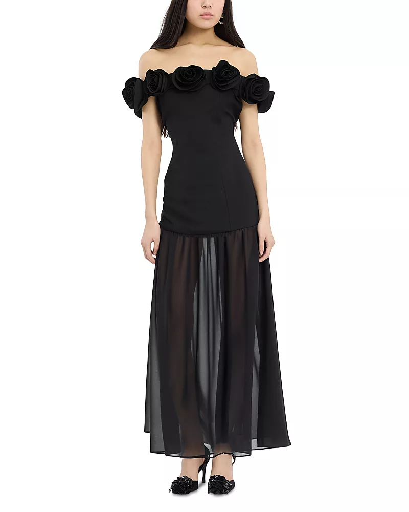 Rotate Crepe Flower Maxi Dress