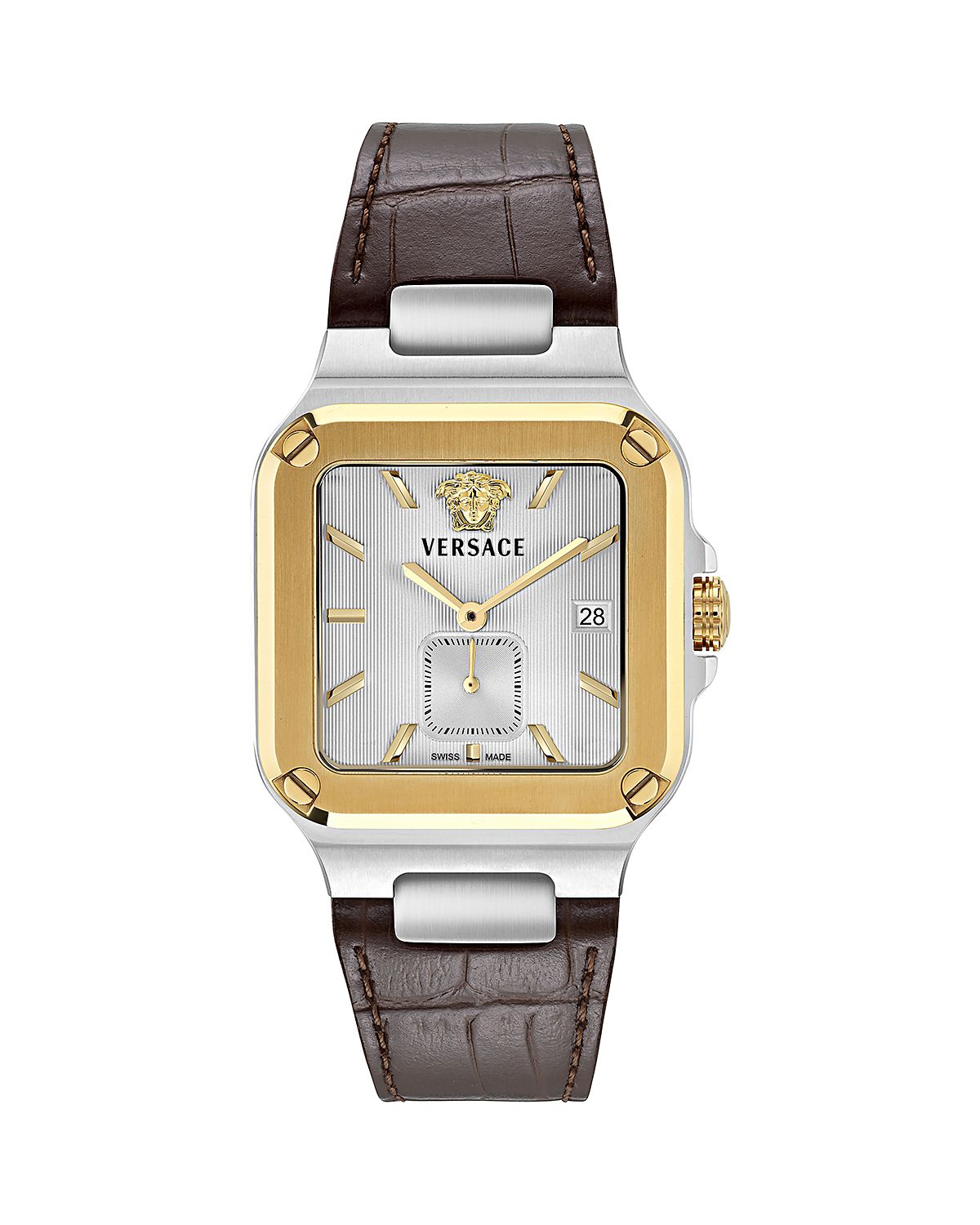 Versace Greca Edge Leather Watch, 38mm x 49mm