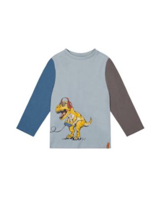 Boys' Organic Cotton Crew Neck Dino Graphic Long Sleeve T-Shirt - Little Kid, Big Kid