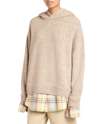 Layered Look Wool Blend Hoodie