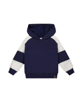 Boys' Hooded Striped Sleeve Ribbed Cuff Fleece Cardigan - Little Kid